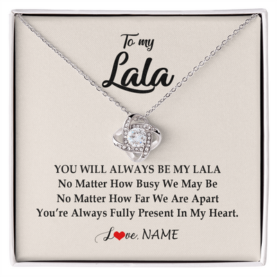 Love Knot Necklace | Personalized Lala Necklace From Grandkids Granddaughter Grandson You're Always In My Heart Lala Birthday Mothers Day Christmas Customized Gift Box Message Card | teecentury
