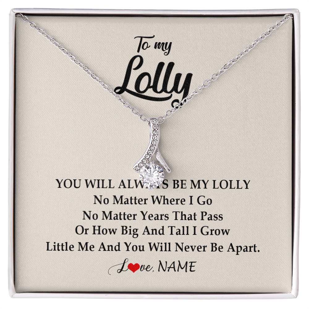 Alluring Beauty Necklace | Personalized Lolly Necklace From Grandkids Granddaughter Grandson You Will Always Be My Lolly Birthday Mothers Day Christmas Customized Gift Box Message Card | teecentury
