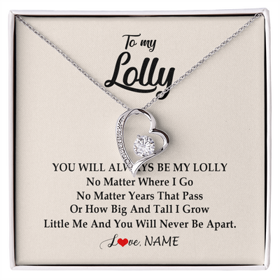 Forever Love Necklace | Personalized Lolly Necklace From Grandkids Granddaughter Grandson You Will Always Be My Lolly Birthday Mothers Day Christmas Customized Gift Box Message Card | teecentury