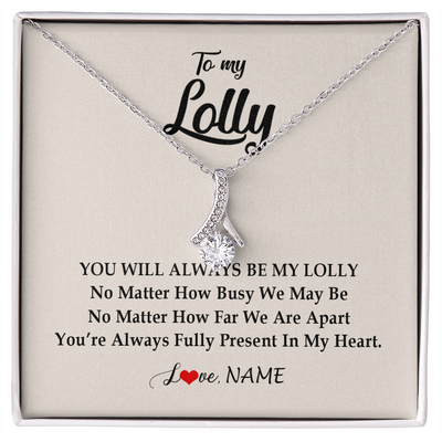 Alluring Beauty Necklace | Personalized Lolly Necklace From Grandkids Granddaughter Grandson You're Always In My Heart Lolly Birthday Mothers Day Jewelry Customized Gift Box Message Card | teecentury
