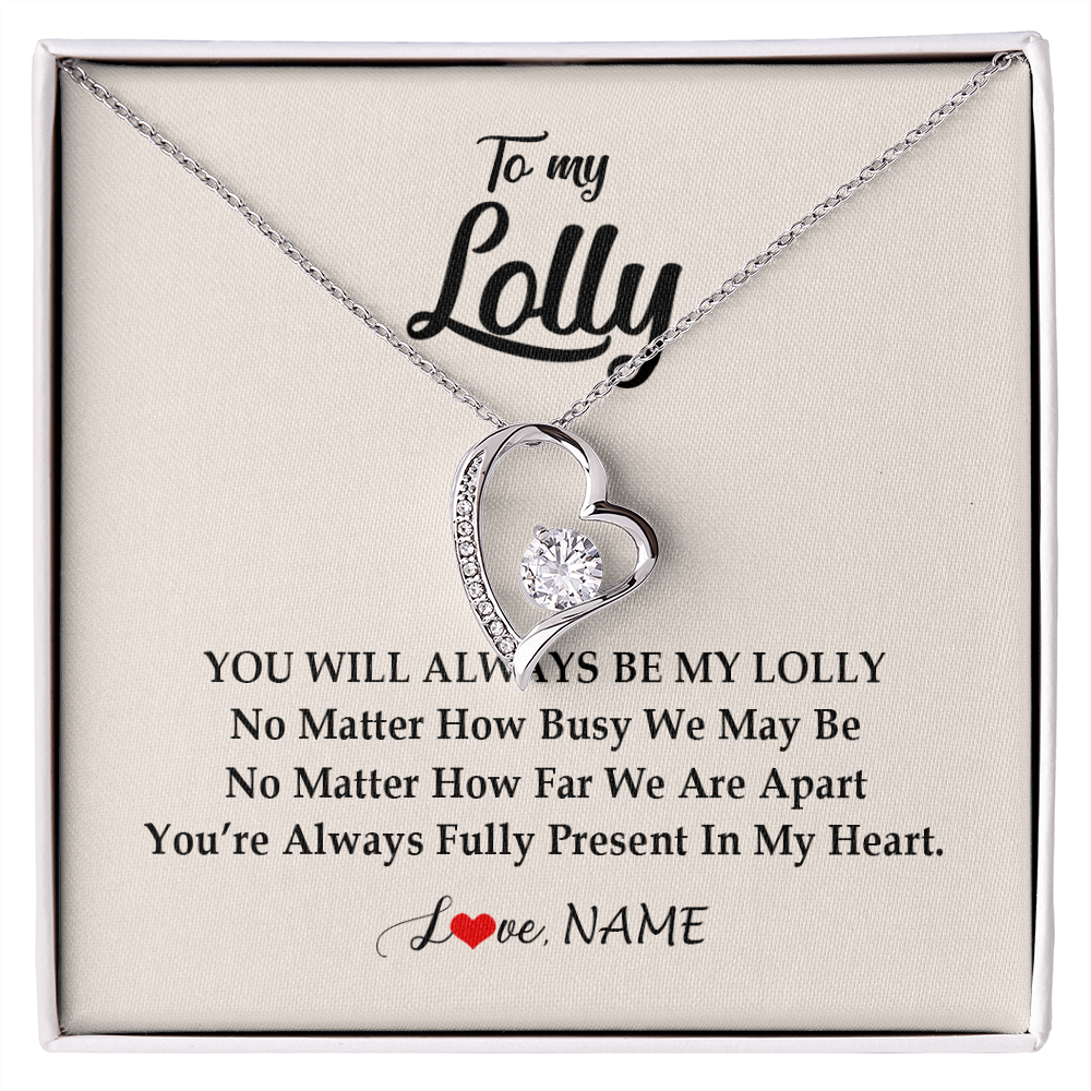 Forever Love Necklace | Personalized Lolly Necklace From Grandkids Granddaughter Grandson You're Always In My Heart Lolly Birthday Mothers Day Jewelry Customized Gift Box Message Card | teecentury