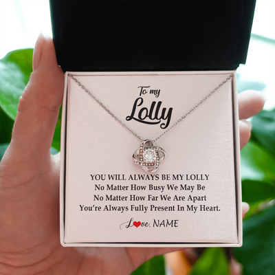 Love Knot Necklace | Personalized Lolly Necklace From Grandkids Granddaughter Grandson You're Always In My Heart Lolly Birthday Mothers Day Jewelry Customized Gift Box Message Card | teecentury