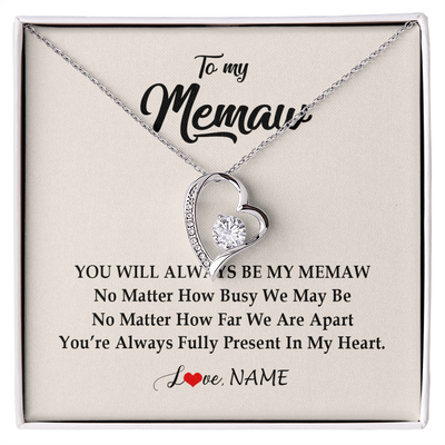 Forever Love Necklace | Personalized Memaw Necklace From Grandkids Granddaughter Grandson You're Always In My Heart Memaw Birthday Mothers Day Jewelry Customized Gift Box Message Card | teecentury
