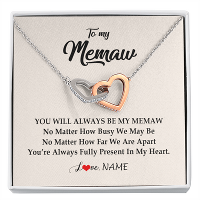Interlocking Hearts Necklace | Personalized Memaw Necklace From Grandkids Granddaughter Grandson You're Always In My Heart Memaw Birthday Mothers Day Jewelry Customized Gift Box Message Card | teecentury