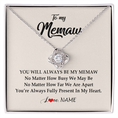 Love Knot Necklace | Personalized Memaw Necklace From Grandkids Granddaughter Grandson You're Always In My Heart Memaw Birthday Mothers Day Jewelry Customized Gift Box Message Card | teecentury