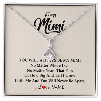 Alluring Beauty Necklace | Personalized Mimi Necklace From Grandkids Granddaughter Grandson You Will Always Be My Mimi Birthday Mothers Day Christmas Customized Gift Box Message Card | teecentury