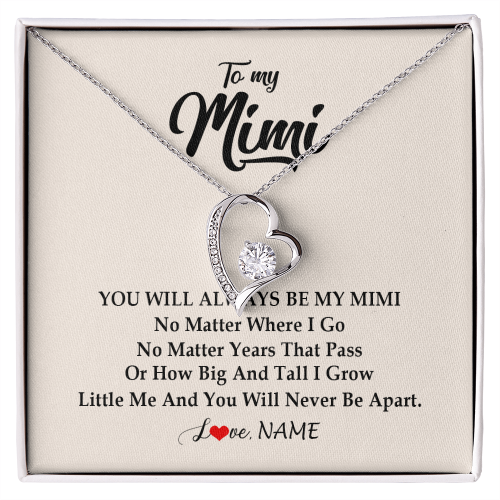 Forever Love Necklace | Personalized Mimi Necklace From Grandkids Granddaughter Grandson You Will Always Be My Mimi Birthday Mothers Day Christmas Customized Gift Box Message Card | teecentury