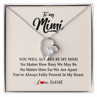 Forever Love Necklace | Personalized Mimi Necklace From Grandkids Granddaughter Grandson You're Always In My Heart Mimi Birthday Mothers Day Christmas Customized Gift Box Message Card | teecentury