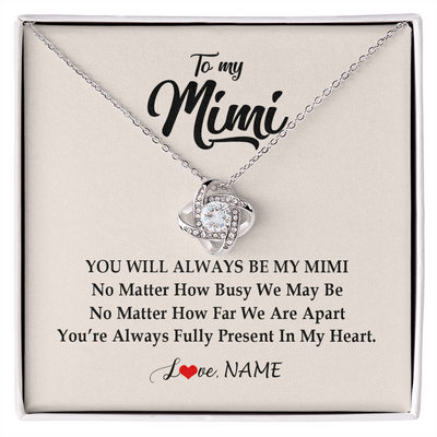 Love Knot Necklace | Personalized Mimi Necklace From Grandkids Granddaughter Grandson You're Always In My Heart Mimi Birthday Mothers Day Christmas Customized Gift Box Message Card | teecentury