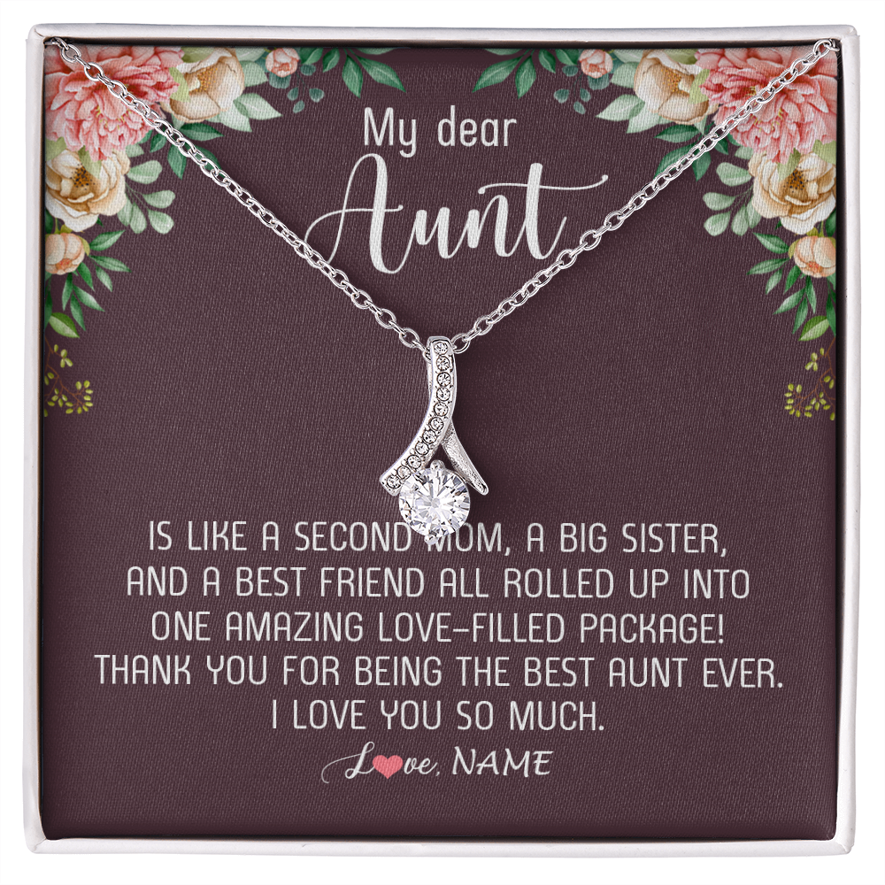 Alluring Beauty Necklace | Personalized My Dear Aunt Necklace From Niece Nephew Like A Second Mom Big Sister Aunt Jewelry Birthday Monthers Day Christmas Customized Gift Box Message Card | teecentury