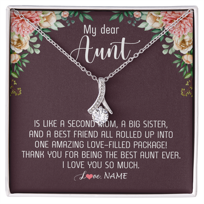 Alluring Beauty Necklace | Personalized My Dear Aunt Necklace From Niece Nephew Like A Second Mom Big Sister Aunt Jewelry Birthday Monthers Day Christmas Customized Gift Box Message Card | teecentury