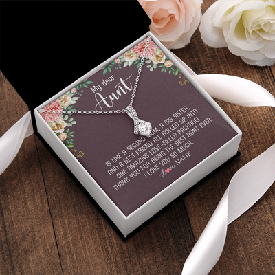 Alluring Beauty Necklace | Personalized My Dear Aunt Necklace From Niece Nephew Like A Second Mom Big Sister Aunt Jewelry Birthday Monthers Day Christmas Customized Gift Box Message Card | teecentury