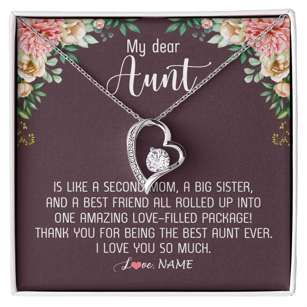 Forever Love Necklace | Personalized My Dear Aunt Necklace From Niece Nephew Like A Second Mom Big Sister Aunt Jewelry Birthday Monthers Day Christmas Customized Gift Box Message Card | teecentury