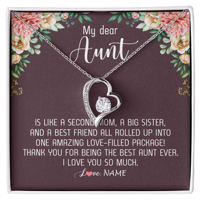 Forever Love Necklace | Personalized My Dear Aunt Necklace From Niece Nephew Like A Second Mom Big Sister Aunt Jewelry Birthday Monthers Day Christmas Customized Gift Box Message Card | teecentury