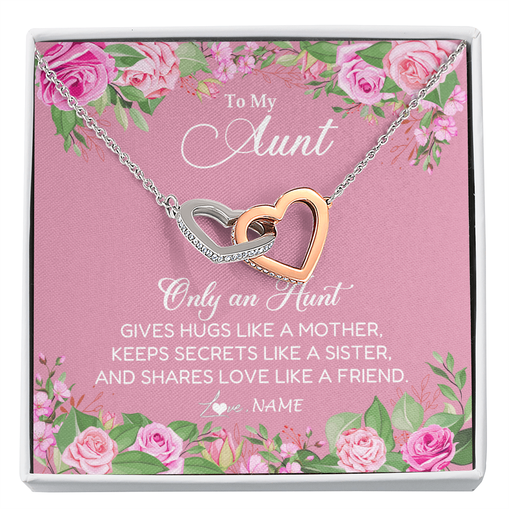 Interlocking Hearts Necklace | Personalized My My Aunt Necklace From Niece Only An Aunt Gives Hugs Like A Mother Aunt Pendant Jewelry Birthday Mothers Day Christmas Customized Message Card | teecentury
