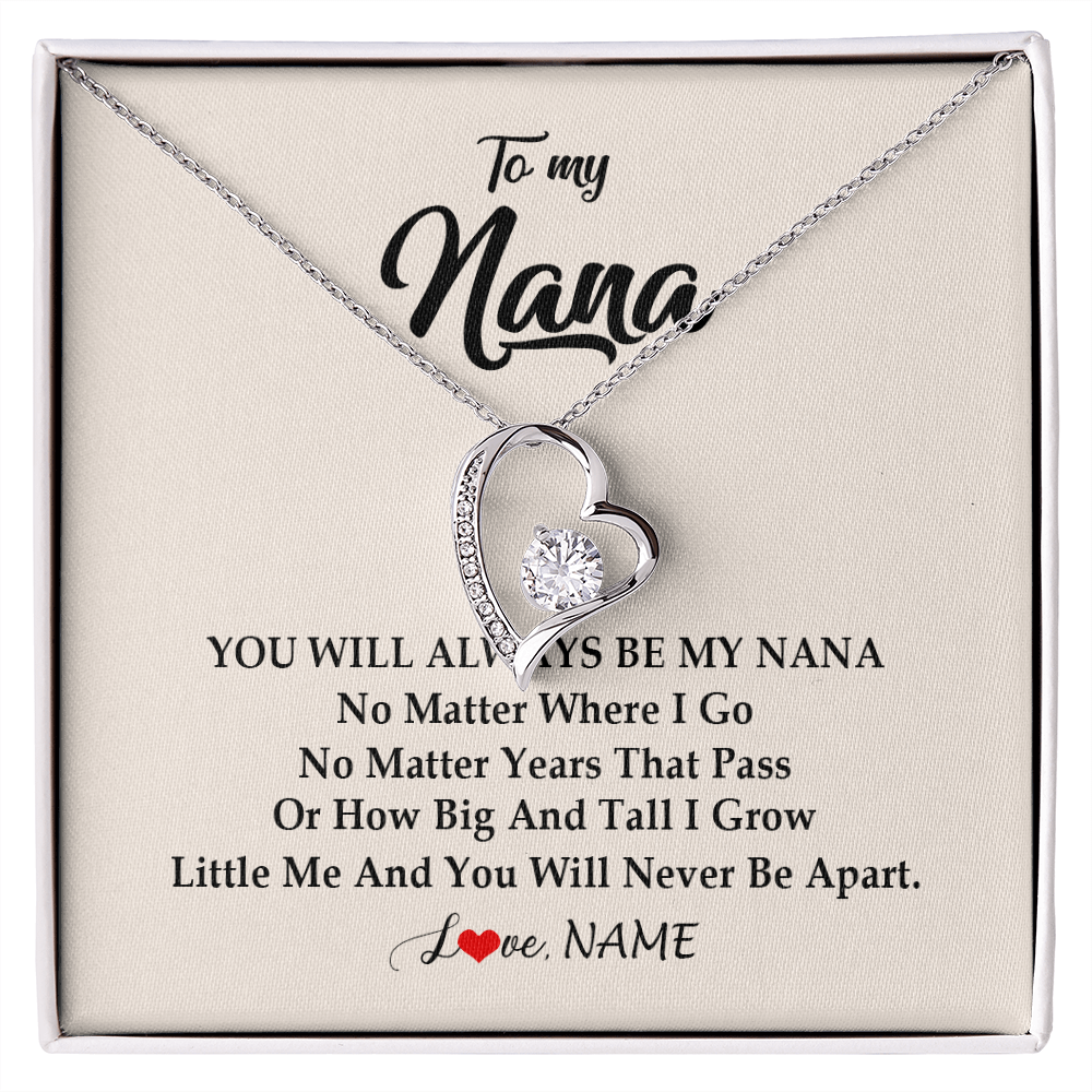 Forever Love Necklace | Personalized Nana Necklace From Grandkids Granddaughter Grandson You Will Always Be My Nana Birthday Mothers Day Christmas Customized Gift Box Message Card | teecentury