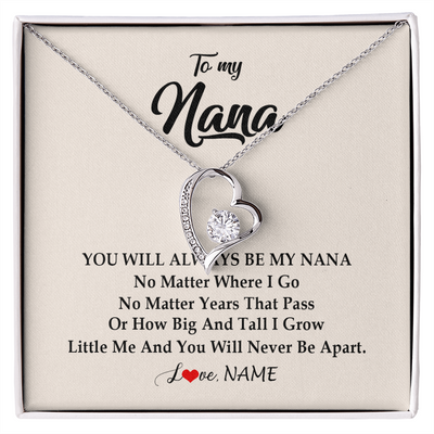 Forever Love Necklace | Personalized Nana Necklace From Grandkids Granddaughter Grandson You Will Always Be My Nana Birthday Mothers Day Christmas Customized Gift Box Message Card | teecentury