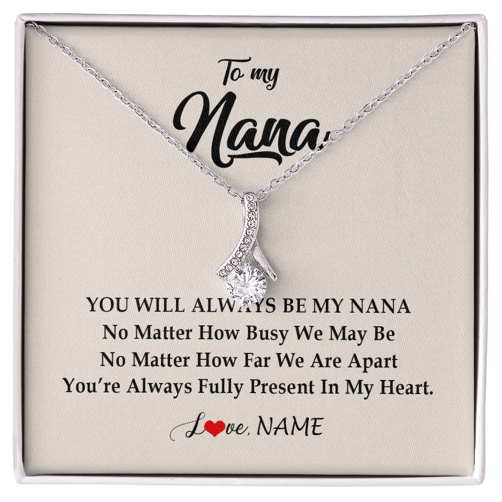Alluring Beauty Necklace | Personalized Nana Necklace From Grandkids Granddaughter Grandson You're Always In My Heart Nana Birthday Mothers Day Christmas Customized Gift Box Message Card | teecentury