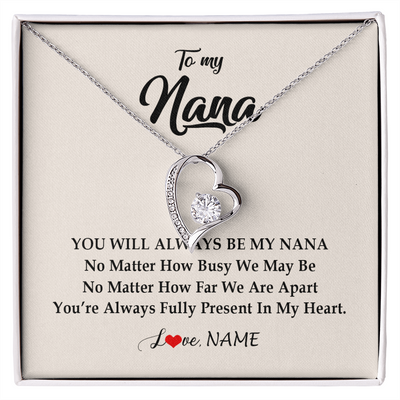 Forever Love Necklace | Personalized Nana Necklace From Grandkids Granddaughter Grandson You're Always In My Heart Nana Birthday Mothers Day Christmas Customized Gift Box Message Card | teecentury
