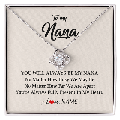 Love Knot Necklace | Personalized Nana Necklace From Grandkids Granddaughter Grandson You're Always In My Heart Nana Birthday Mothers Day Christmas Customized Gift Box Message Card | teecentury