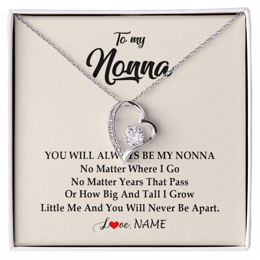 Forever Love Necklace | Personalized Nonna Necklace From Grandkids Granddaughter Grandson You Will Always Be My Nonna Birthday Mothers Day Christmas Customized Gift Box Message Card | teecentury