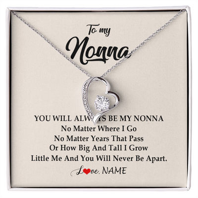 Forever Love Necklace | Personalized Nonna Necklace From Grandkids Granddaughter Grandson You Will Always Be My Nonna Birthday Mothers Day Christmas Customized Gift Box Message Card | teecentury