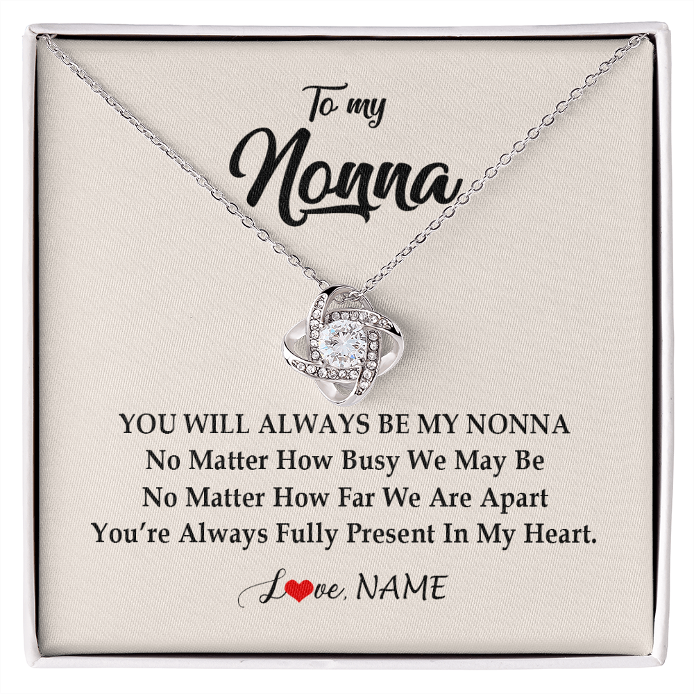 Love Knot Necklace | Personalized Nonna Necklace From Grandkids Granddaughter Grandson You're Always In My Heart Nonna Birthday Mothers Day Jewelry Customized Gift Box Message Card | teecentury