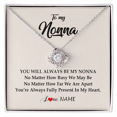 Love Knot Necklace | Personalized Nonna Necklace From Grandkids Granddaughter Grandson You're Always In My Heart Nonna Birthday Mothers Day Jewelry Customized Gift Box Message Card | teecentury