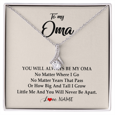 Alluring Beauty Necklace | Personalized Oma Necklace From Grandkids Granddaughter Grandson You Will Always Be My Oma Birthday Mothers Day Christmas Customized Gift Box Message Card | teecentury