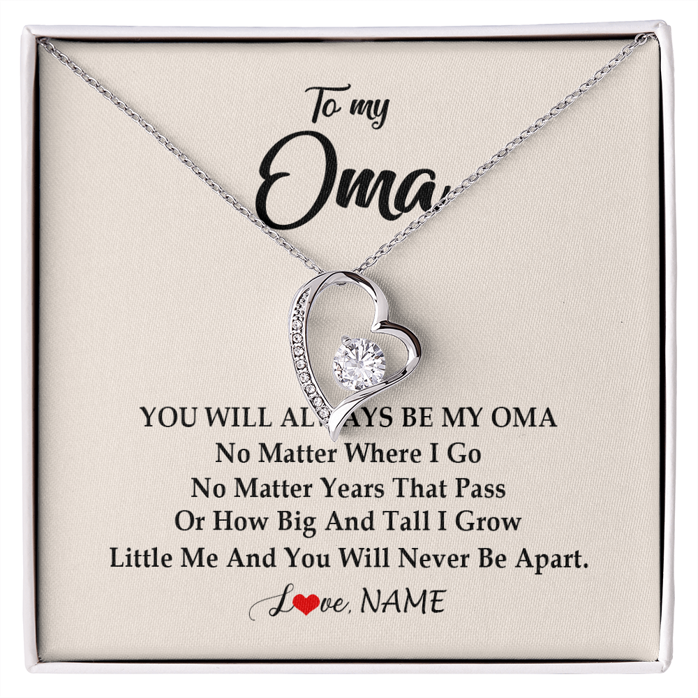 Forever Love Necklace | Personalized Oma Necklace From Grandkids Granddaughter Grandson You Will Always Be My Oma Birthday Mothers Day Christmas Customized Gift Box Message Card | teecentury