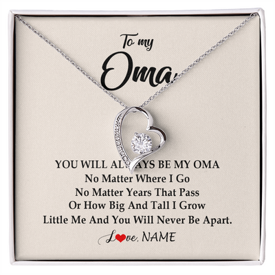 Forever Love Necklace | Personalized Oma Necklace From Grandkids Granddaughter Grandson You Will Always Be My Oma Birthday Mothers Day Christmas Customized Gift Box Message Card | teecentury