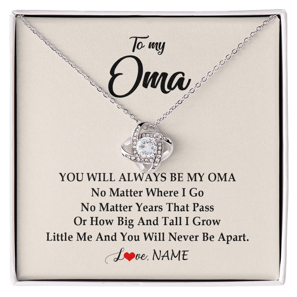 Love Knot Necklace | Personalized Oma Necklace From Grandkids Granddaughter Grandson You Will Always Be My Oma Birthday Mothers Day Christmas Customized Gift Box Message Card | teecentury
