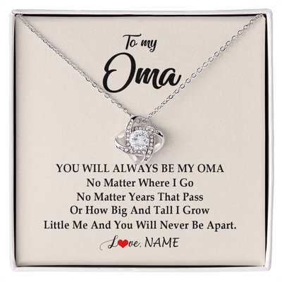 Love Knot Necklace | Personalized Oma Necklace From Grandkids Granddaughter Grandson You Will Always Be My Oma Birthday Mothers Day Christmas Customized Gift Box Message Card | teecentury