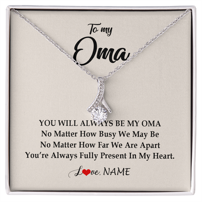 Alluring Beauty Necklace | Personalized Oma Necklace From Grandkids Granddaughter Grandson You're Always In My Heart Oma Birthday Mothers Day Christmas Customized Gift Box Message Card | teecentury