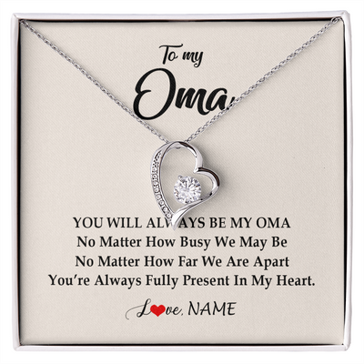 Forever Love Necklace | Personalized Oma Necklace From Grandkids Granddaughter Grandson You're Always In My Heart Oma Birthday Mothers Day Christmas Customized Gift Box Message Card | teecentury