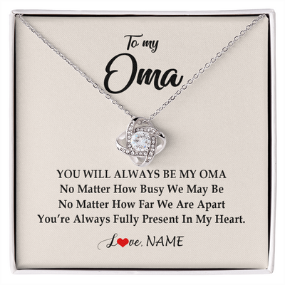 Love Knot Necklace | Personalized Oma Necklace From Grandkids Granddaughter Grandson You're Always In My Heart Oma Birthday Mothers Day Christmas Customized Gift Box Message Card | teecentury