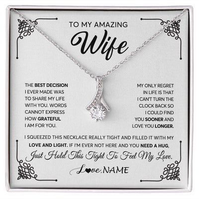 Alluring Beauty Necklace | Personalized To My Amazing Wife Necklace From Husband The Best Decision I Ever Made Wife Valentines Day Birthday Christmas Customized Gift Box Message Card | teecentury