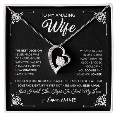 Forever Love Necklace | Personalized To My Amazing Wife Necklace From Husband The Best Decision I Ever Made Wife Wedding Day Birthday Christmas Customized Gift Box Message Card | teecentury