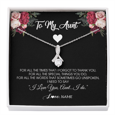 Alluring Beauty Necklace | Personalized To My Aunt Necklace From Niece Nephew I Need To Say I Love You Aunt Jewelry Birthday Mothers Day Christmas Customized Message Card | teecentury