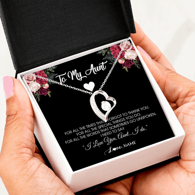 Forever Love Necklace | Personalized To My Aunt Necklace From Niece Nephew I Need To Say I Love You Aunt Jewelry Birthday Mothers Day Christmas Customized Message Card | teecentury