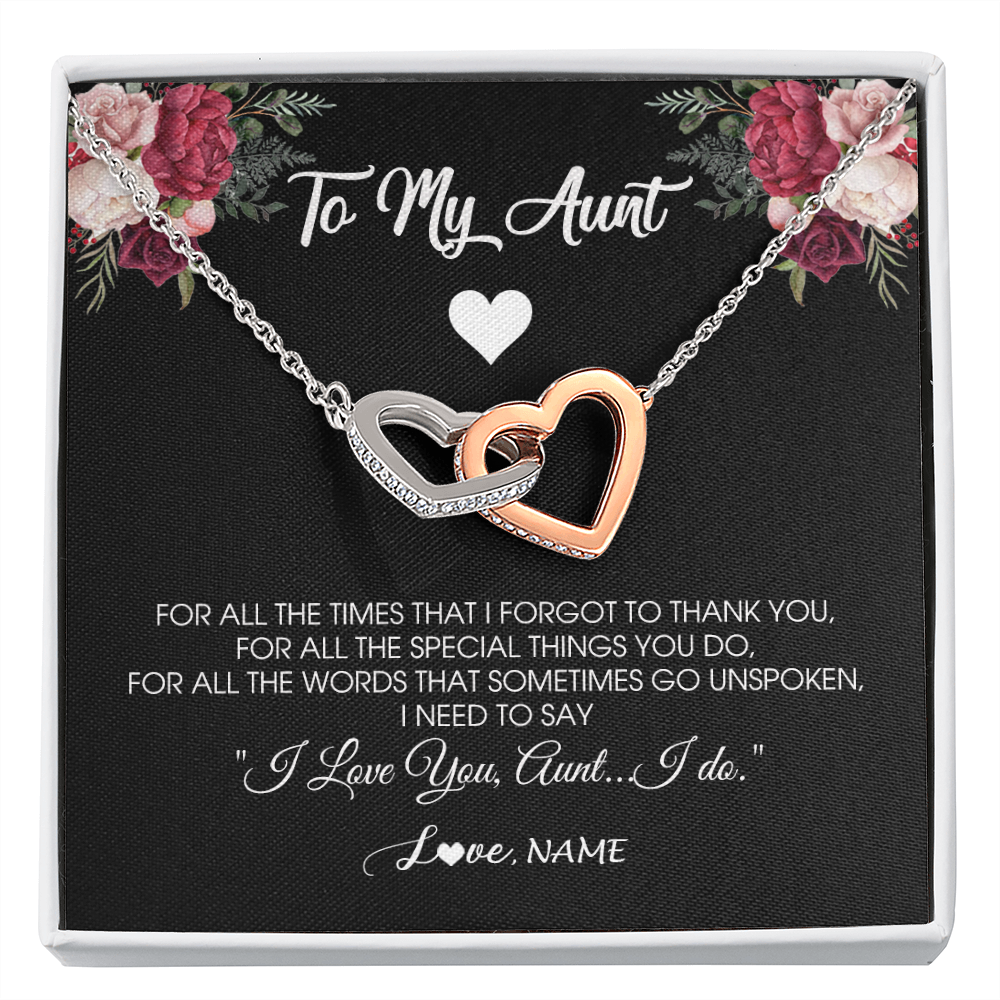 Interlocking Hearts Necklace | Personalized To My Aunt Necklace From Niece Nephew I Need To Say I Love You Aunt Jewelry Birthday Mothers Day Christmas Customized Message Card | teecentury