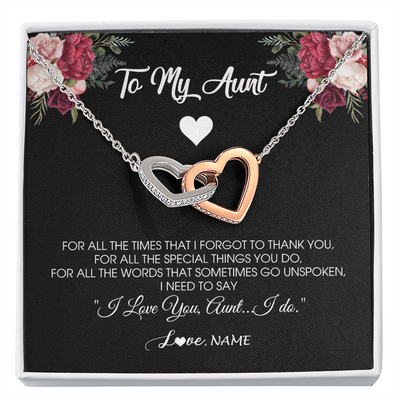 Interlocking Hearts Necklace | Personalized To My Aunt Necklace From Niece Nephew I Need To Say I Love You Aunt Jewelry Birthday Mothers Day Christmas Customized Message Card | teecentury