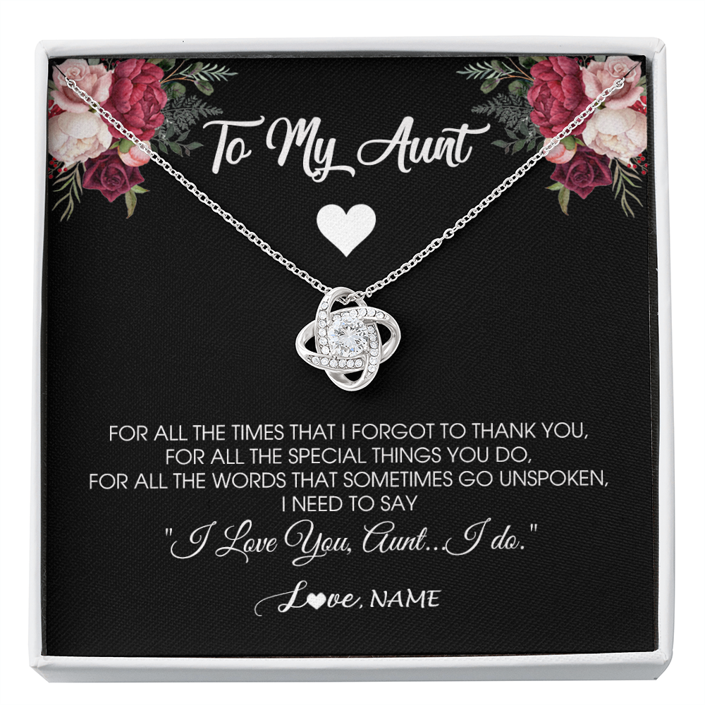 Love Knot Necklace | Personalized To My Aunt Necklace From Niece Nephew I Need To Say I Love You Aunt Jewelry Birthday Mothers Day Christmas Customized Message Card | teecentury
