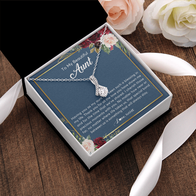 Alluring Beauty Necklace | Personalized To My Beautiful Aunt Necklace From Niece Nephew Thank You For All The Love Aunt Jewelry Birthday Christmas Customized Gift Box Message Card | teecentury