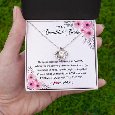 Love Knot Necklace | Personalized To My Beautiful Bride Necklace From Groom To Future Wife Necklace From Husband On My Wedding Day Customized Gift Box Message Card | teecentury