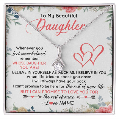Alluring Beauty Necklace | Personalized To My Beautiful Daughter Necklace From Mom Dad Believe In You Daughter Jewelry Birthday Graduation Christmas Customized Gift Box Message Card | teecentury