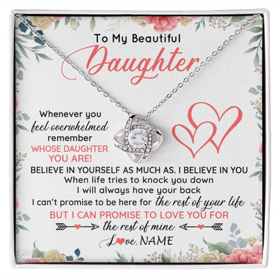 Love Knot Necklace | Personalized To My Beautiful Daughter Necklace From Mom Dad Believe In You Daughter Jewelry Birthday Graduation Christmas Customized Gift Box Message Card | teecentury
