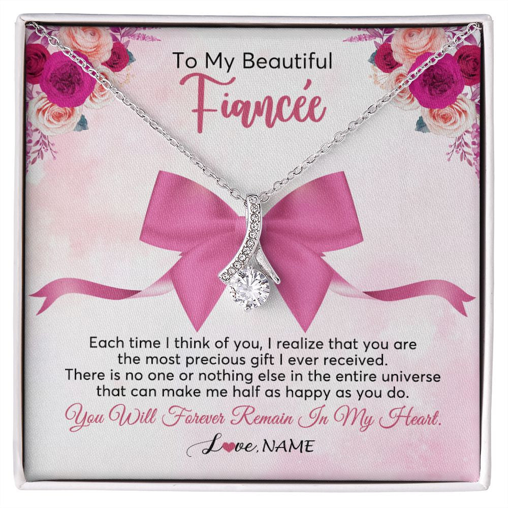 Alluring Beauty Necklace | Personalized To My Beautiful Fiancee Necklace From Fiance Forever In My Heart Fiancee Birthday Valentines Day Christmas Customized Gift Box Message Card | teecentury