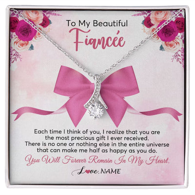 Alluring Beauty Necklace | Personalized To My Beautiful Fiancee Necklace From Fiance Forever In My Heart Fiancee Birthday Valentines Day Christmas Customized Gift Box Message Card | teecentury