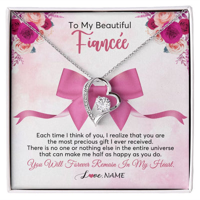 Forever Love Necklace | Personalized To My Beautiful Fiancee Necklace From Fiance Forever In My Heart Fiancee Birthday Valentines Day Christmas Customized Gift Box Message Card | teecentury